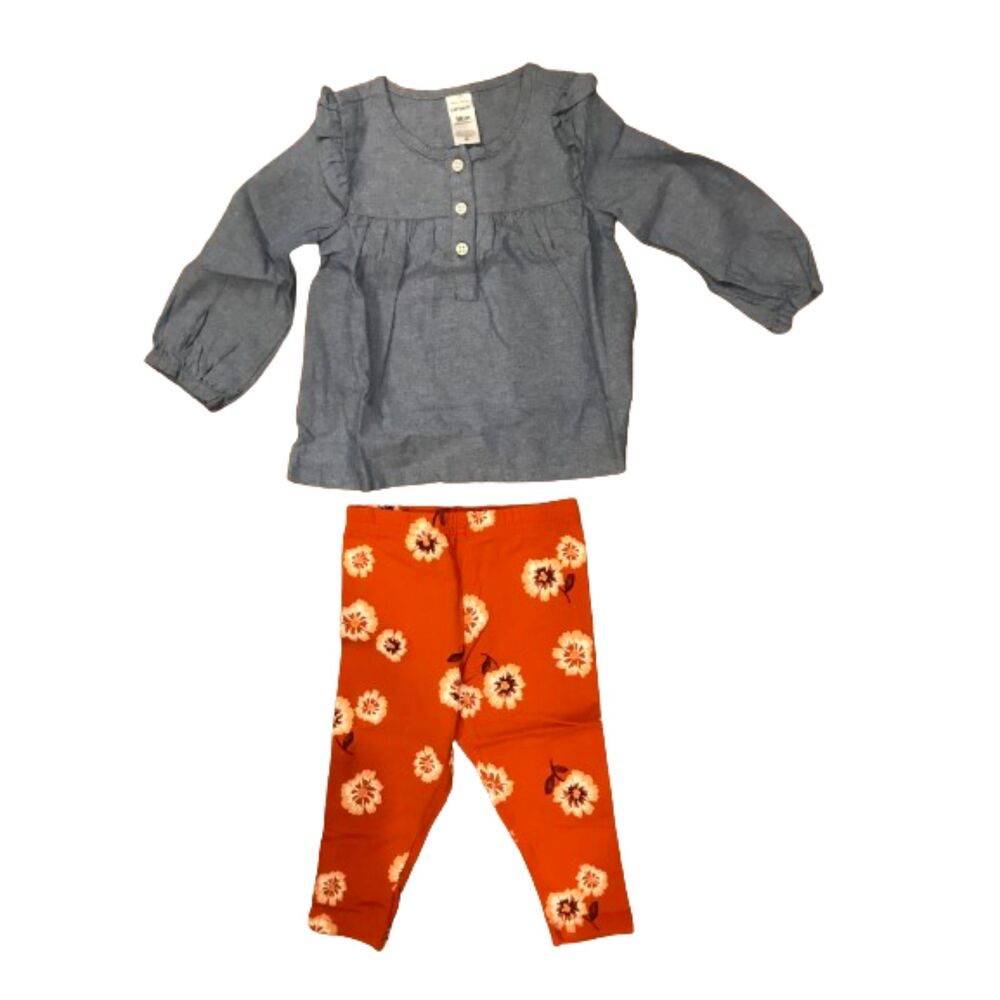 Girl's 18 Month 2 piece set with pants and long sleeve shirt Carters